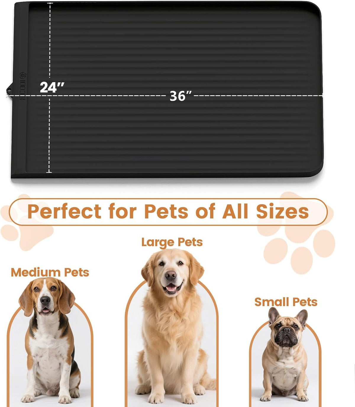 Dog Food Mat 36"x24" (Black)