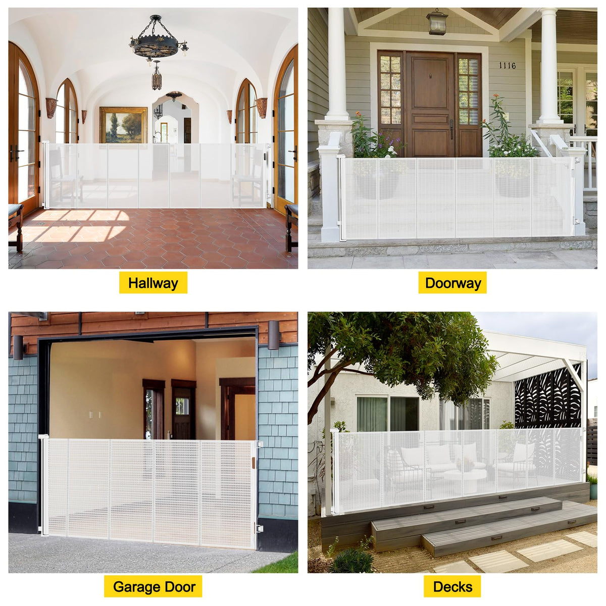 Reinforced 42" Tall x 100" Extra Wide Retractable Baby Gates for Doorways (White / Reinforced 42" Tall X 100" Wide)