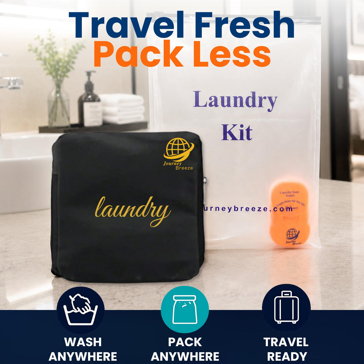 Travel Laundry Detergent Sheets and Foldable Travel Laundry Bag (Pocket Sheets (50) + Laundry Bag)