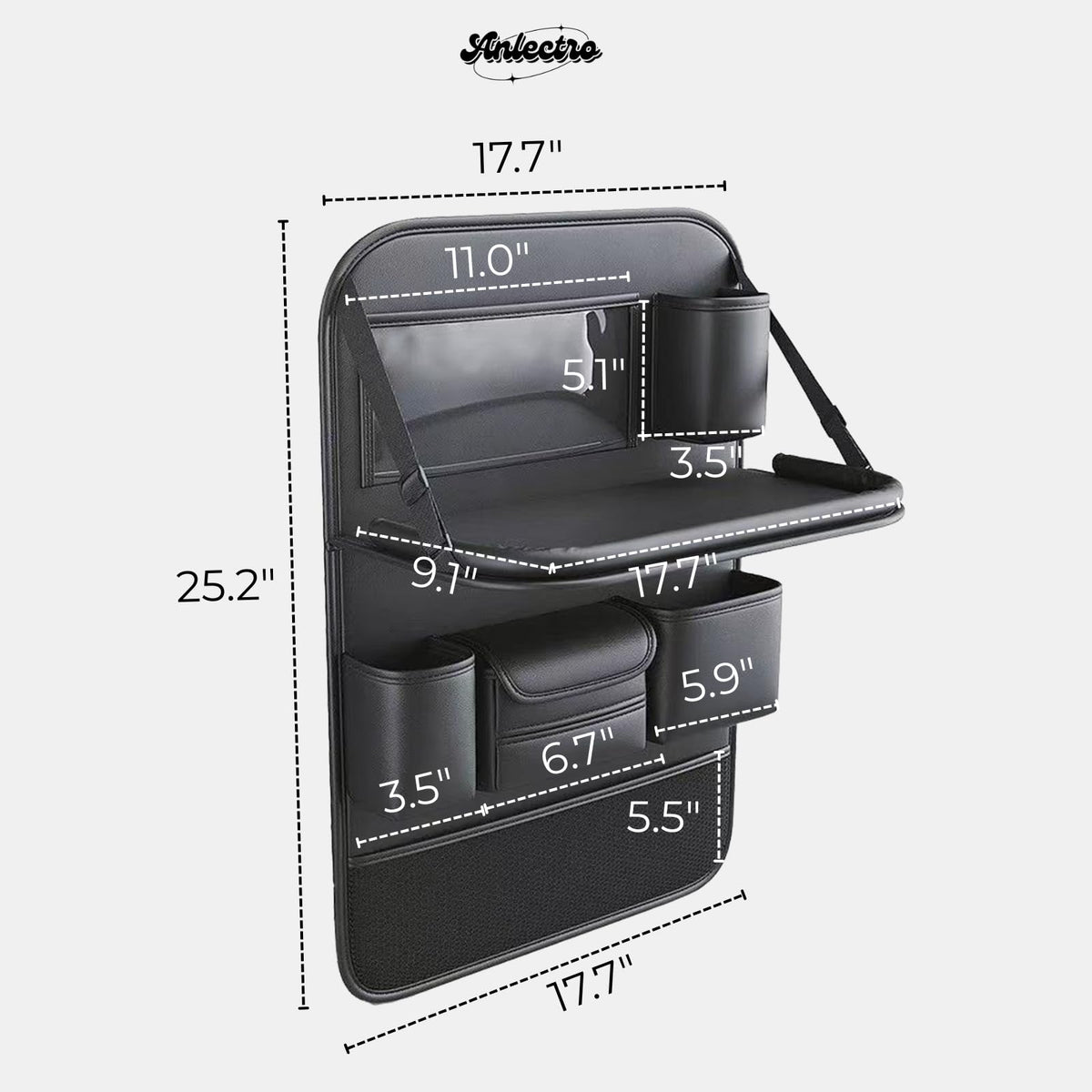 5-in-1 Backseat Car Organizer with Car Seat Tray, Car Backseat Organizers