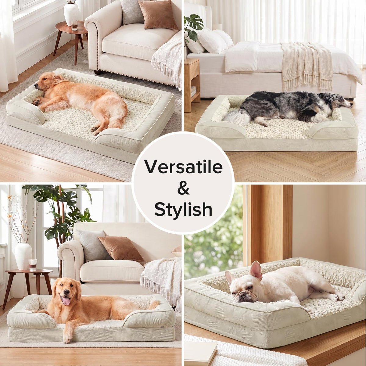 Jumbo Orthopedic Dog Bed for Extra Large Dogs (Beige / XL-PLUS (45"x 32"x 7.5"))