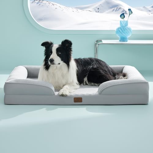 Cooling Dog Beds Large Sized Dog Washable Original Design (Cooling Grey / 35"l X 25"w X 6.5"th)