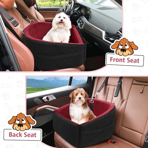 Dog Car Seat for Small Medium Dogs (Black/Red)