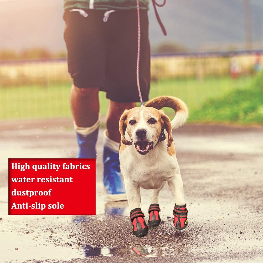 Dog Boots & Paw Protectors Non (Size 6: (2.9''x2.5'')(L*W) for 52-70 lbs / Red)
