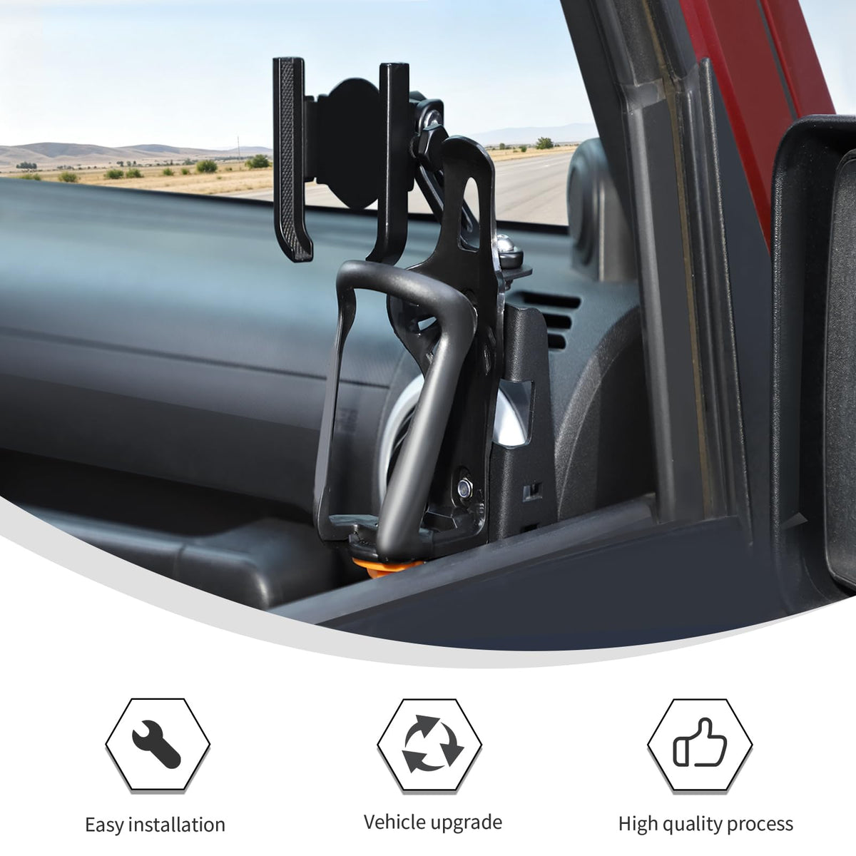 Door Cup Holder Expander Compatible with Jeep Wrangler JK JKU 2 (Pair / 07-10)