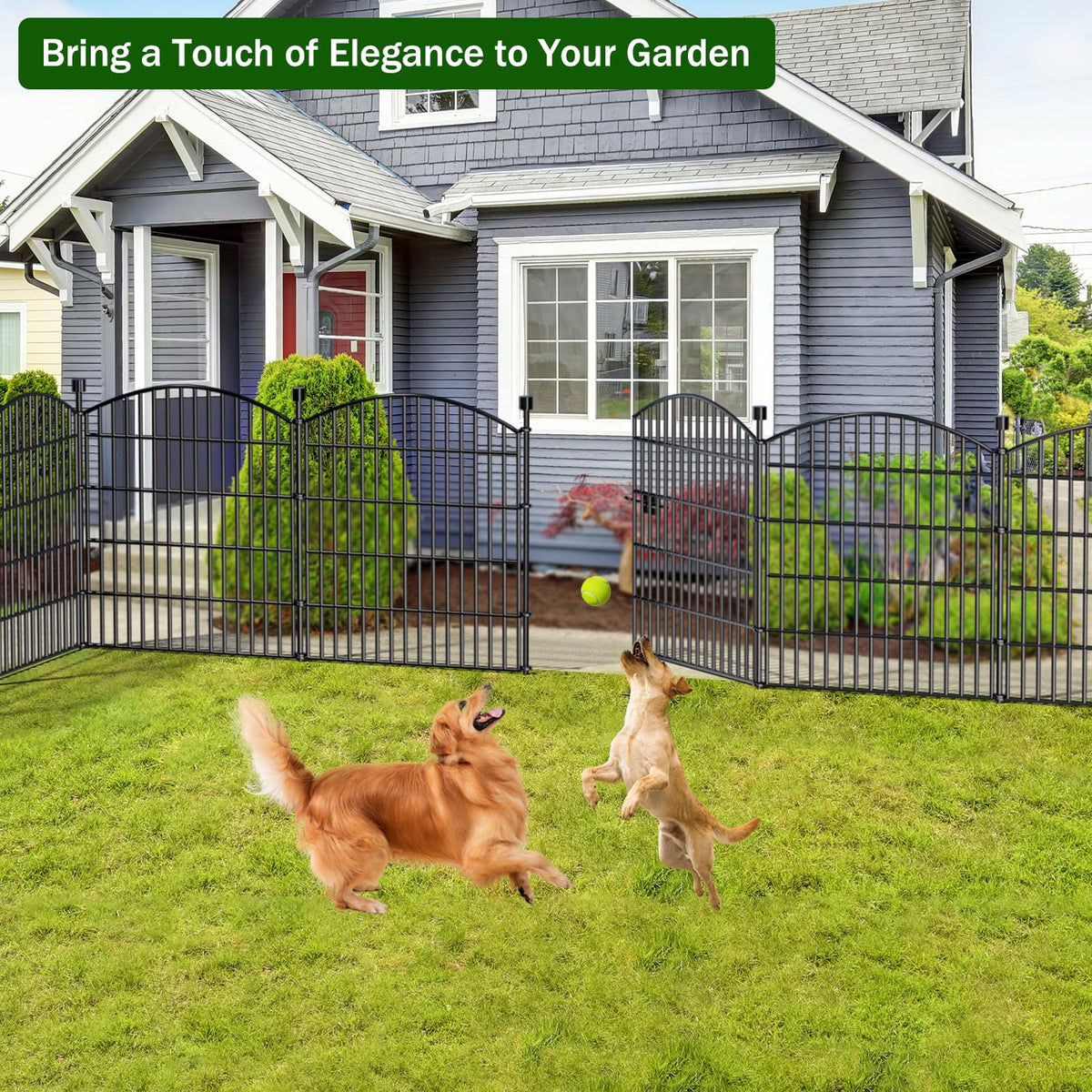 15 Panel No Dig Decorative Garden Fence with Gate 32"H x 35.4'L Dog Barrier (32 in(H) X 35.4 ft(L))