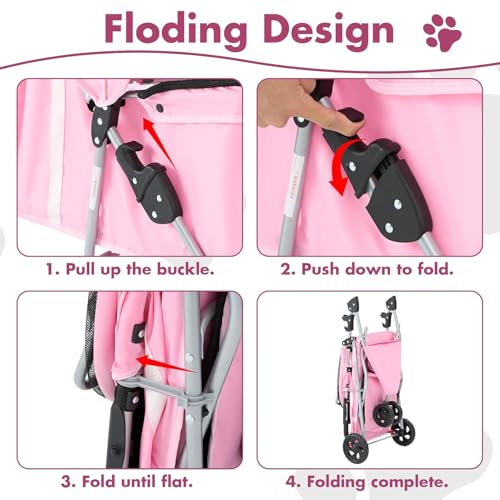 3 Wheels Pet Stroller (Pink)