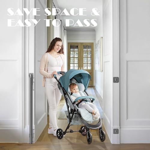 Retractable Baby Gate for Stairs (Gray / 54" Wide x 34" Tall)