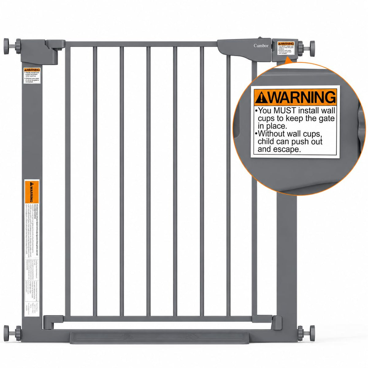 30 40.6 in Baby Gate for Stairs and Doorways (Cool Gray / 30-40.6"W x 30.5"H)
