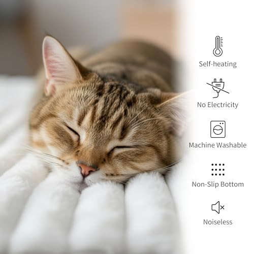 4Pcs Soft Plush Fluffy Self Warming Thermal Pet Mat for Dogs and Cats (Creamy White / X-Large (45'' X 28'' X 1''))