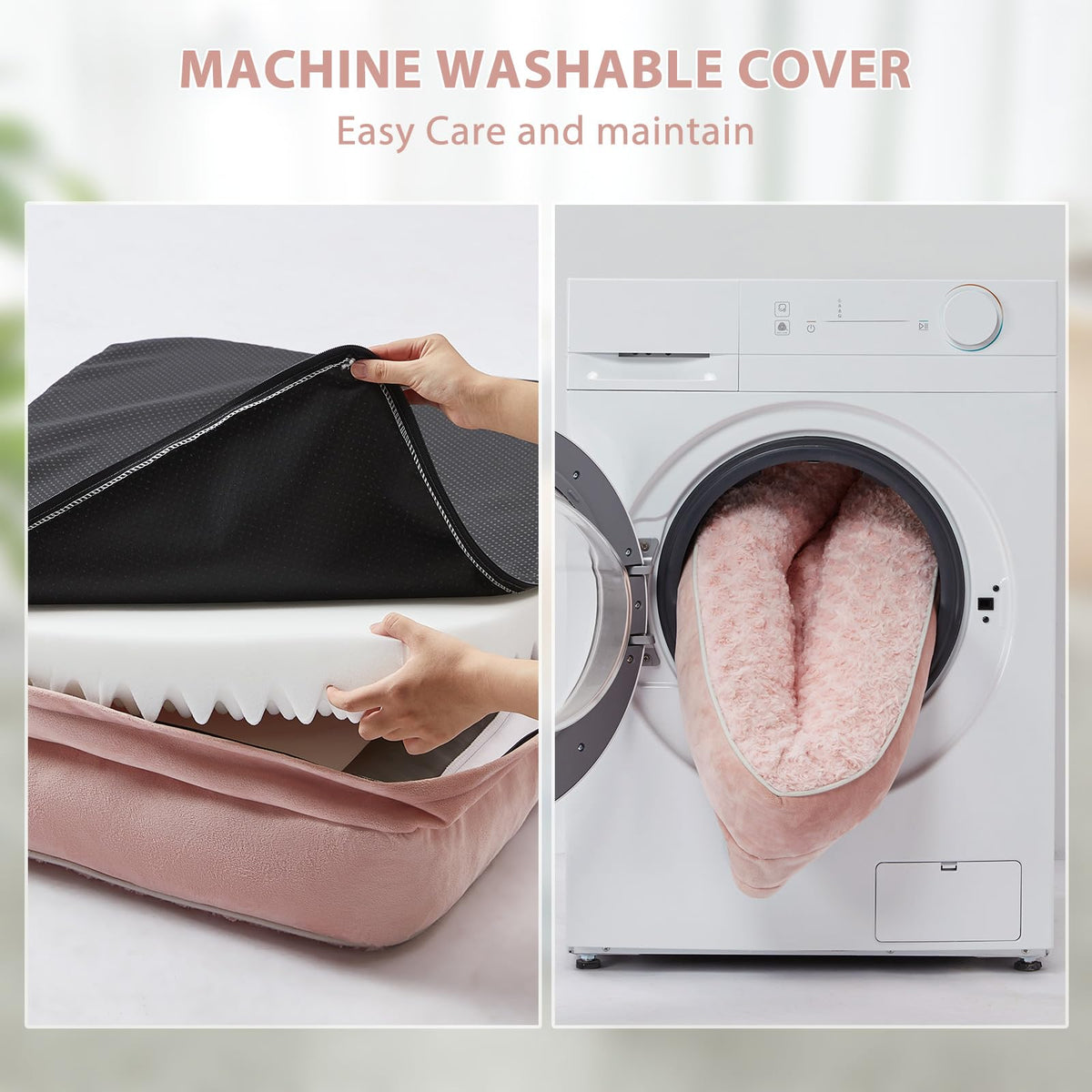 Orthopedic Washable Dog Bed (Pink / 30.0"l x 20.0"w x 6.5"th)