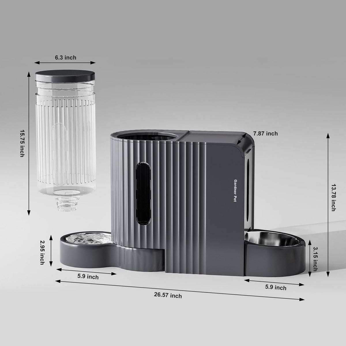 Gravity Automatic Cat Feeder (Extra Large(1.6 Gallons x 2) / Black Grey)