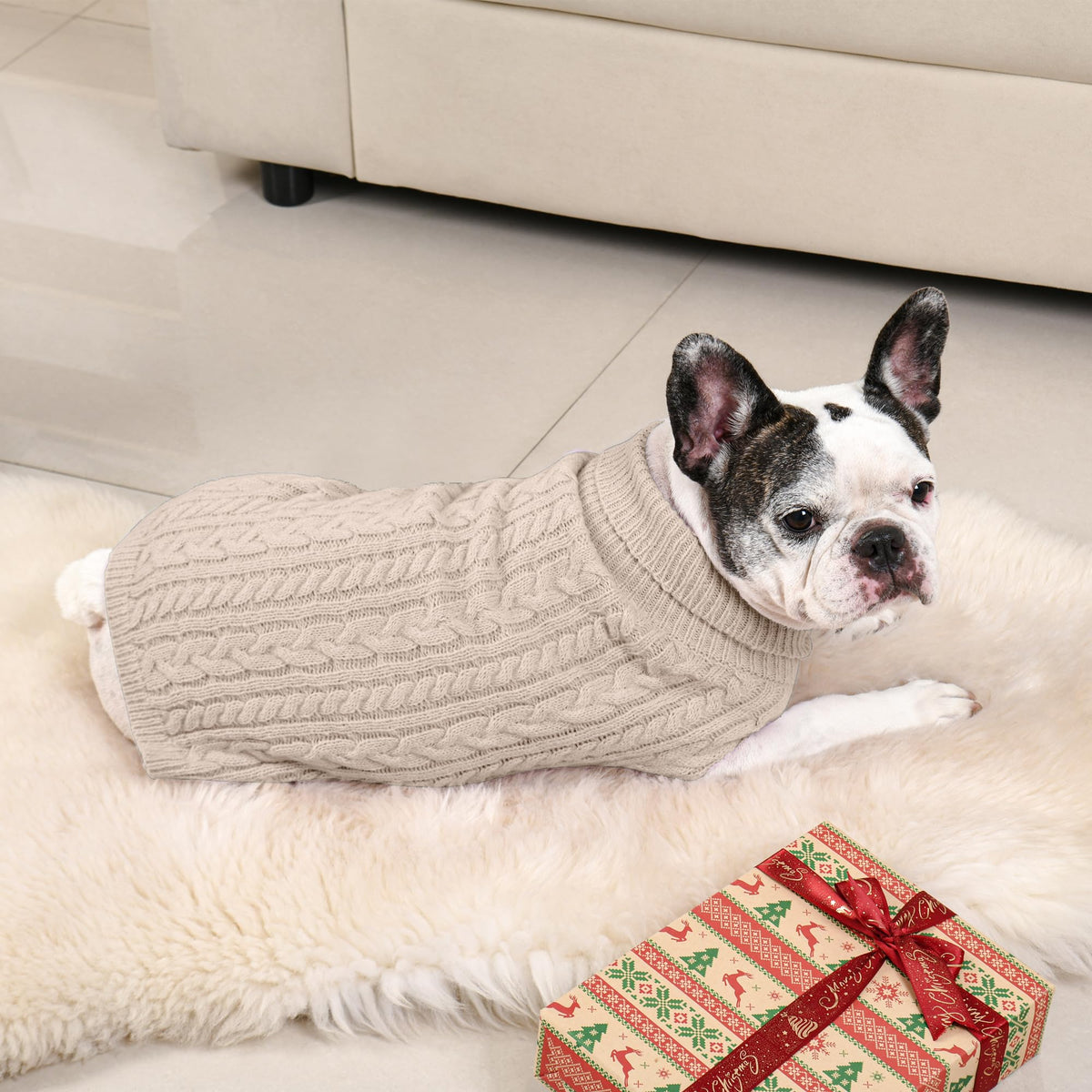 Dog Sweater 2 Pack for Medium Dogs (Oatmeal & Brown / Medium)