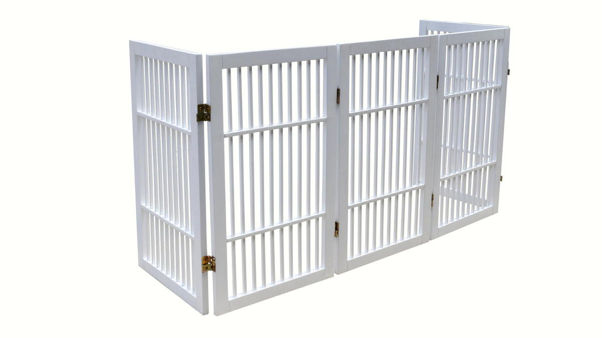 Pet Dog Gate Freestanding (5 Panel 30" Tall / White Pet Gate)