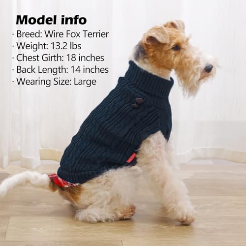 Dog Sweater for Small Dogs Turtleneck Thick Knit Pullover (Large (13-19lbs) / 4# Navyblue)