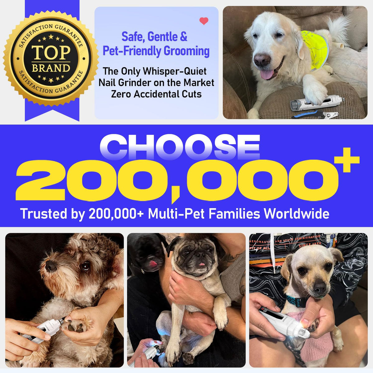 Whisper Quiet Dog Nail Grinder Kit 50%More Powerful for Sensitive Dogs
