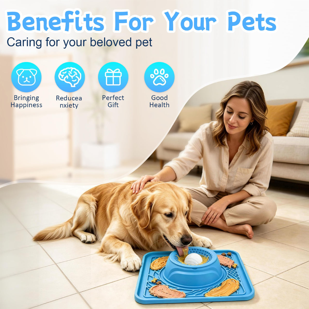Slow Feeder Dog Bowl & Lick Mat (blue)