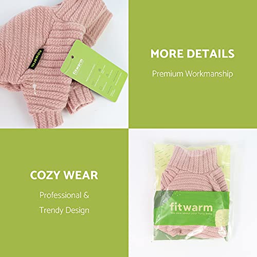 Turtleneck Knitted Dog Sweater Puppy Pajamas Thermal Doggie Winter Clothes Knitwear Pet Coats Cat Apparel Pink Small (Small / Light Pink)