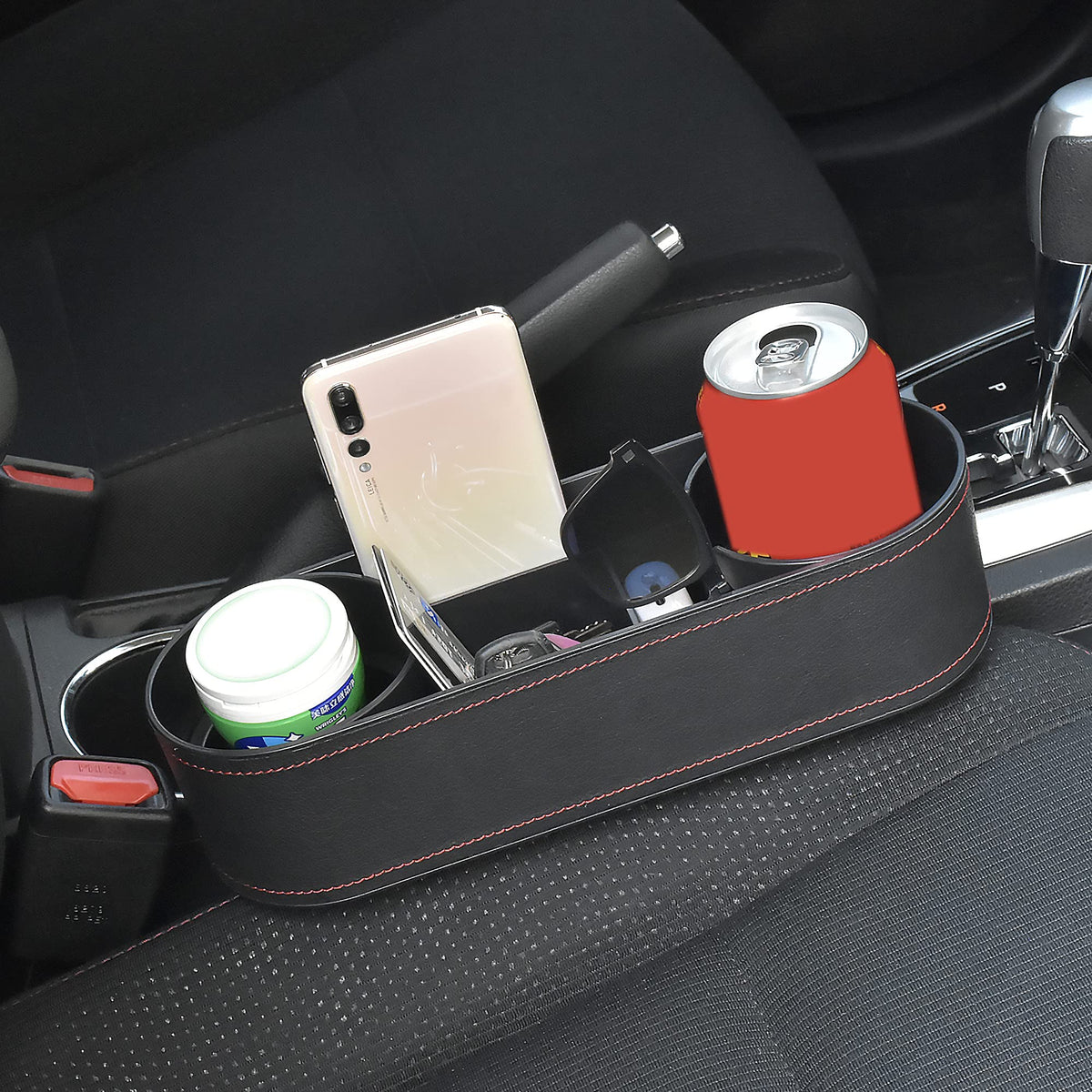 Console Side Pocket Cup Holder for Car (Slim-Black)
