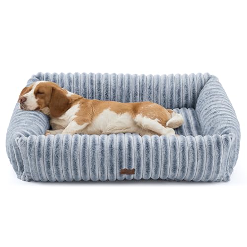 ComfyFleece® Dog Beds Large Sized Dog Washable (36.0"L x 27.0"W x 8.0"Th / Blue Indigo)