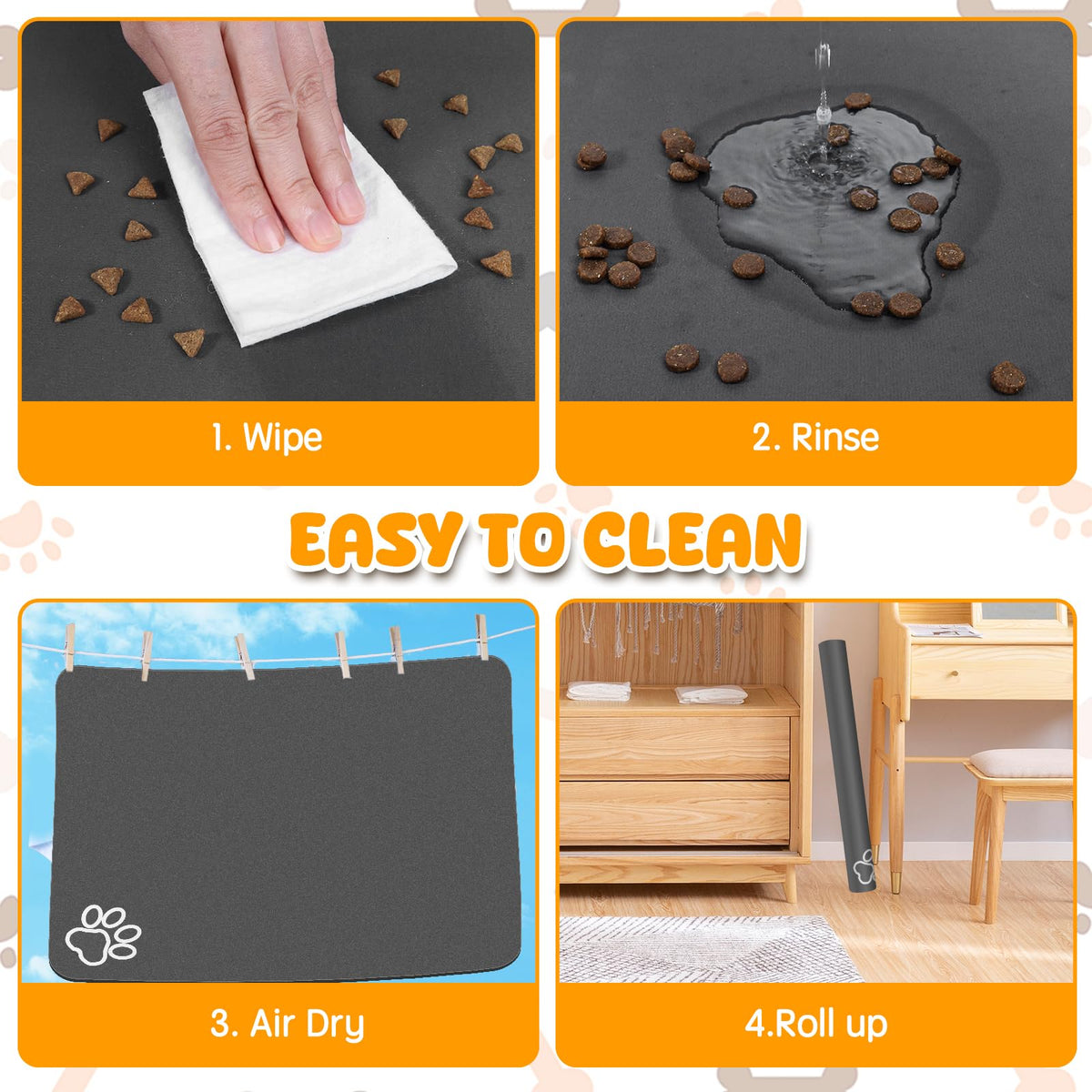 Dog Food Mat 39.4"x31.5" Largest Absorbent Dog Mat for Food and Water (39.4"L x 31.5"W / Dark brown)