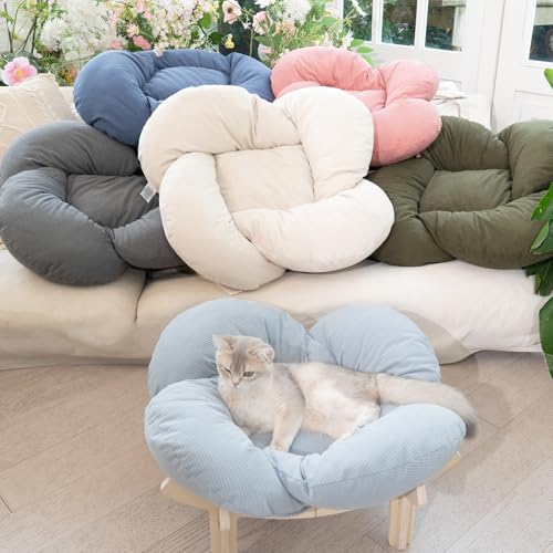 Elevated Cat Bed for Indoor Cats Couch Sofa Flower (Pink)