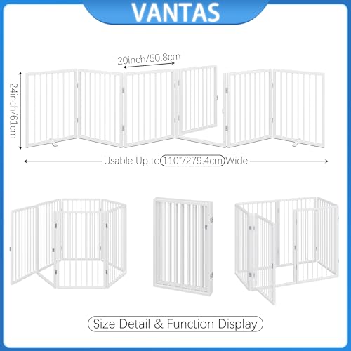 120" x 24" Foldable Freestanding Extra Wide Dog Gate with Door (White / 【6-Panel with Door】20W*24H)