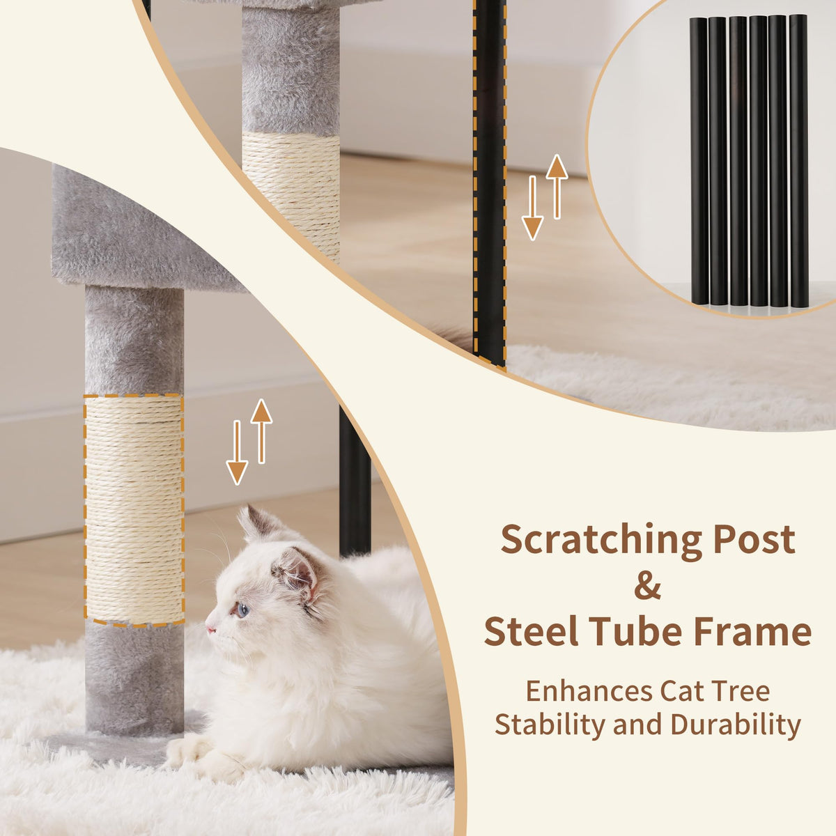 Cat Tree with Toy (Light Gray / 49.2 inch)