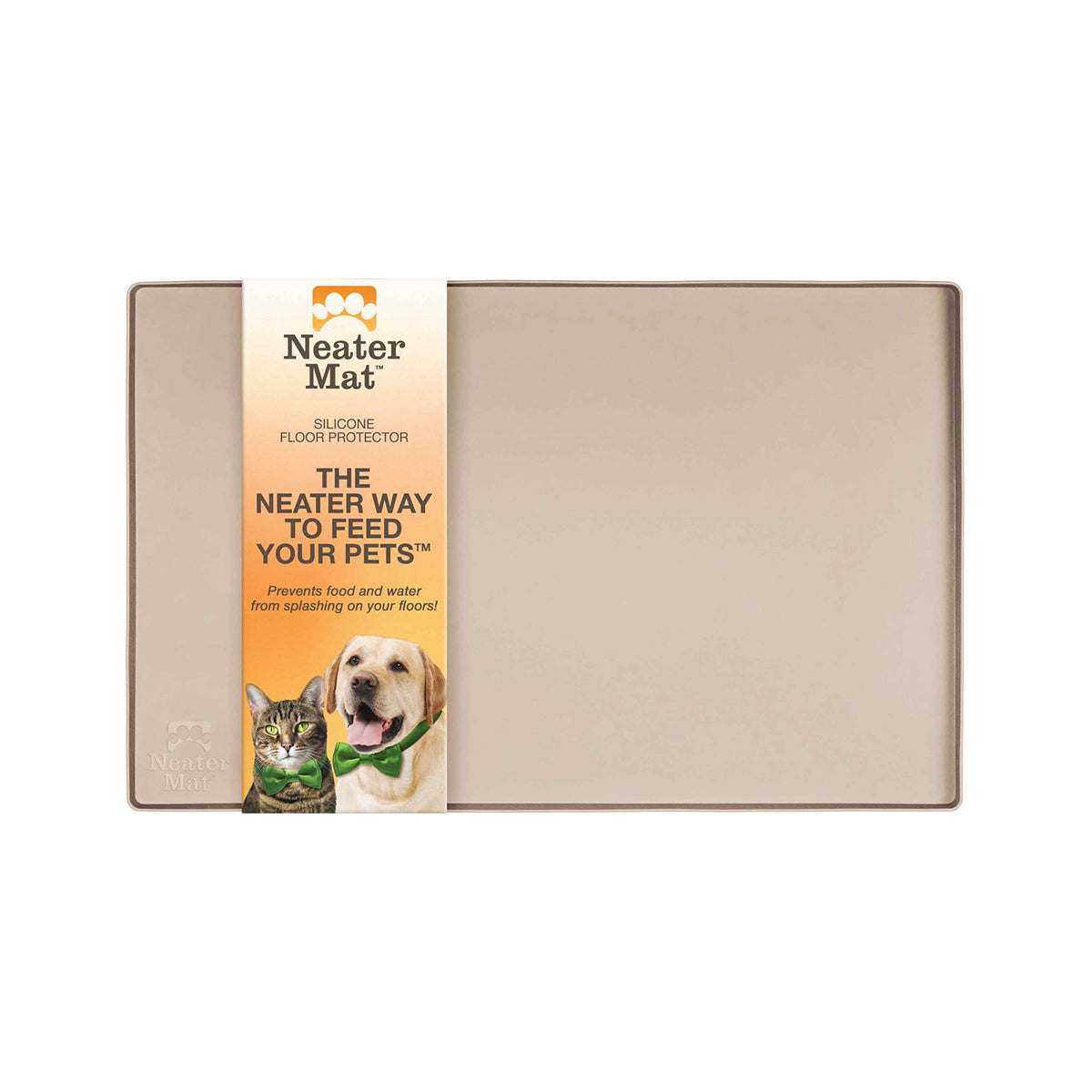 Neater Mat Pet Mats for Food and Water (16"L x 10"W / Cappuccino)