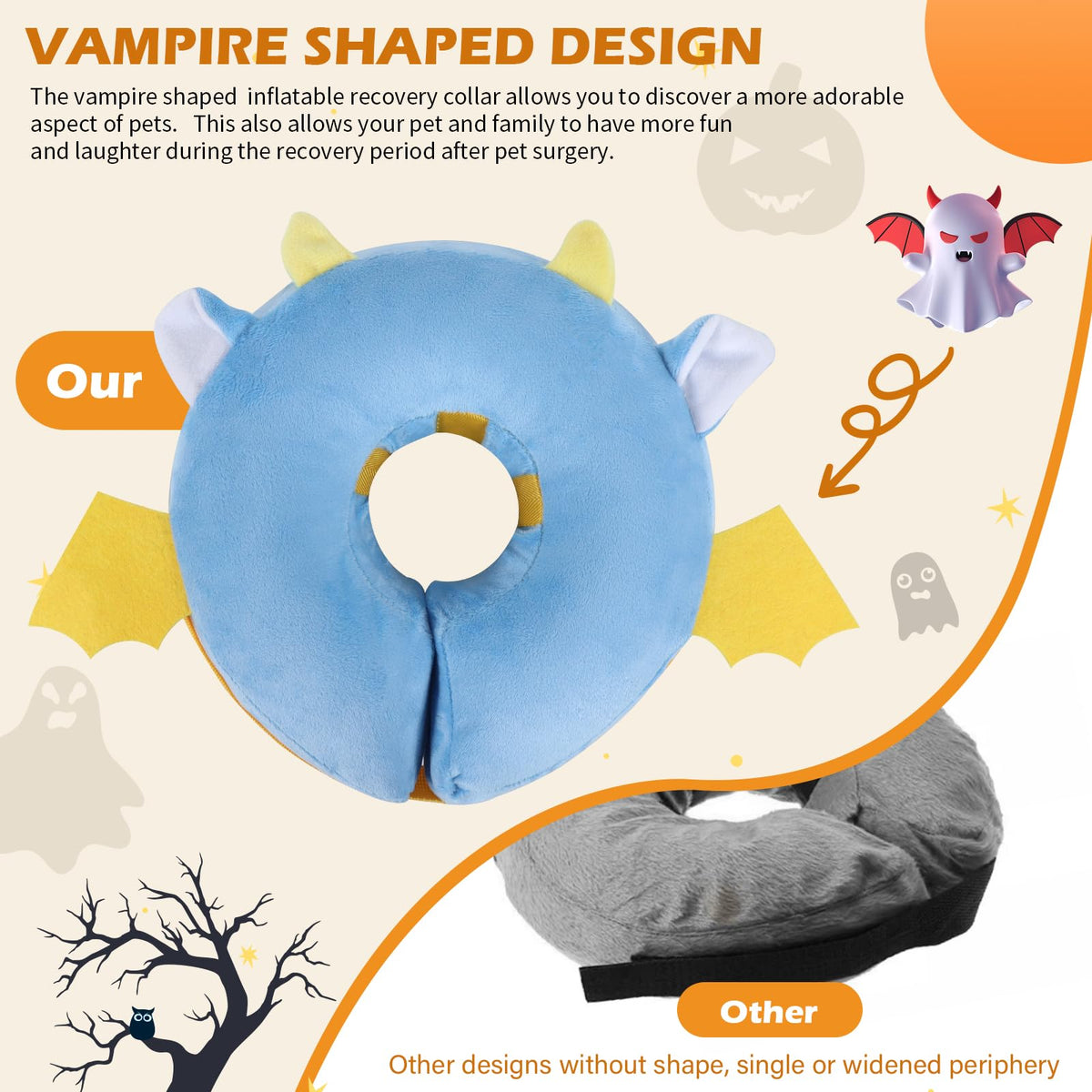 Inflatable Recovery Dog Collar (Vampire / Large + (Neck:18''-20''))
