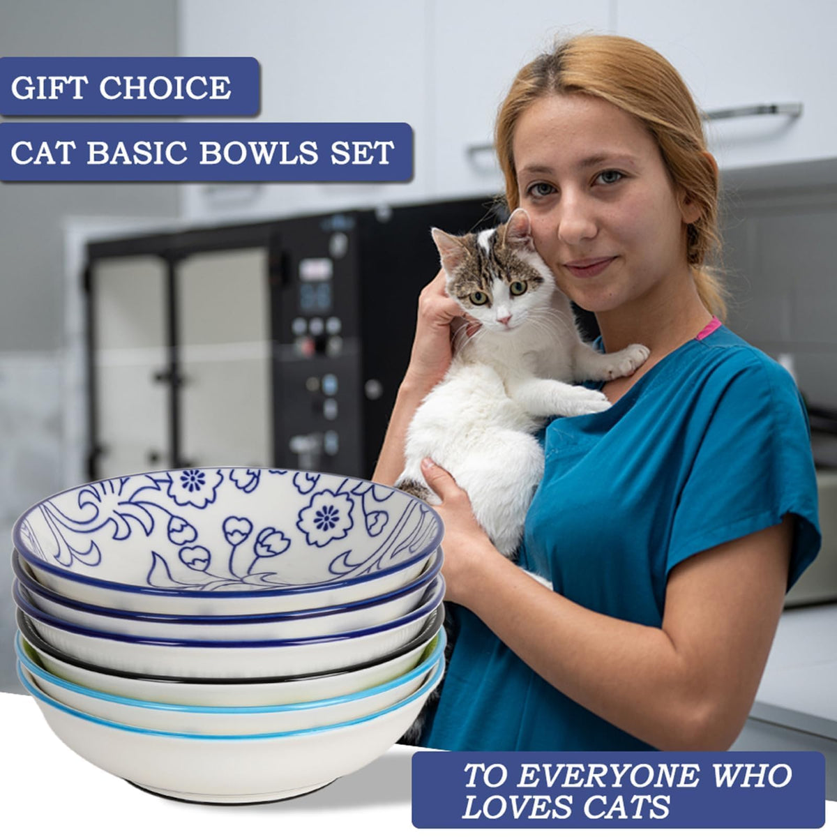 Ceramic Cat Food Bowls (Classic Color)