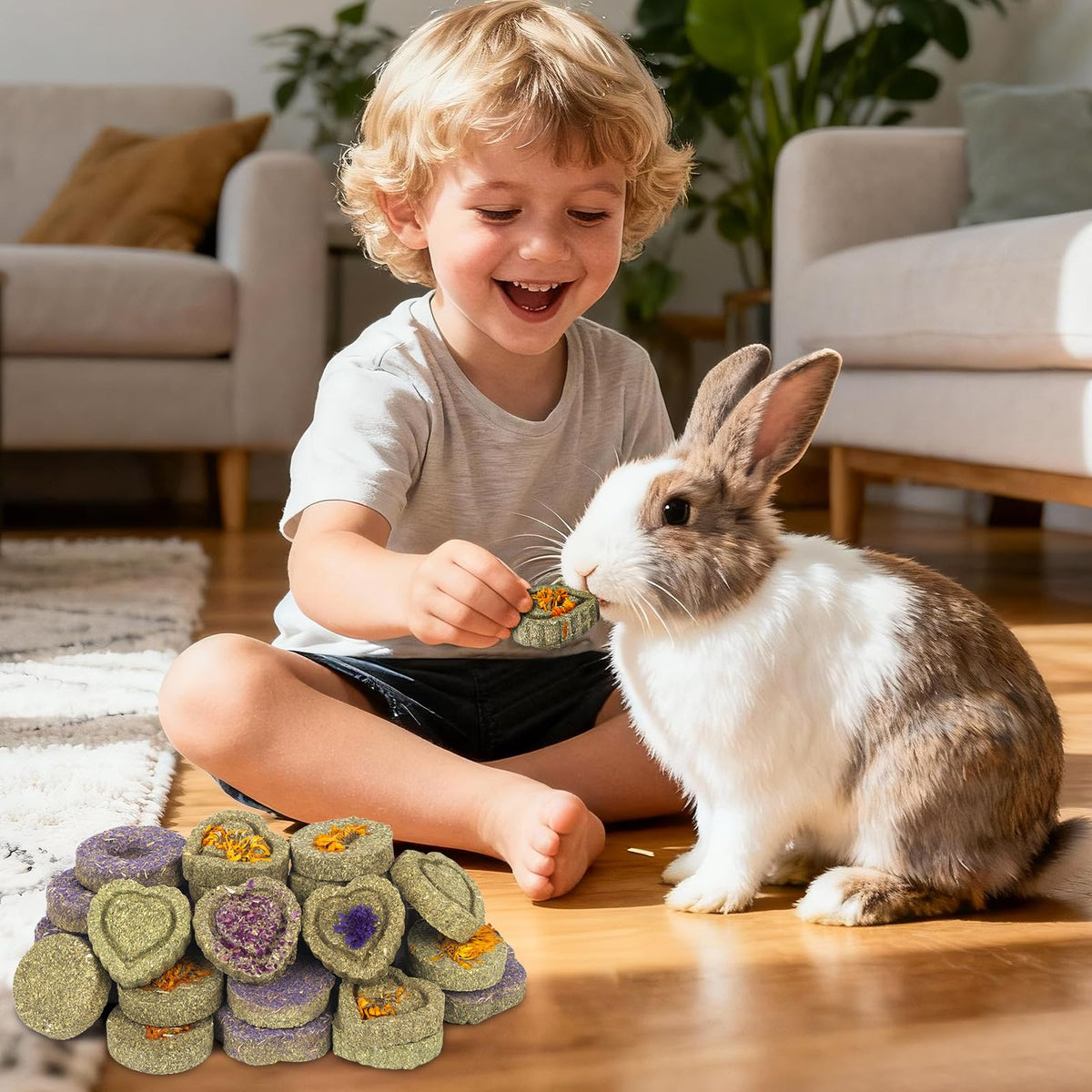 30PCS Guinea Pig Hay Grass Cake Food Set Natural Rabbit Chew Toys for Teeth (30Pack-grass cake)