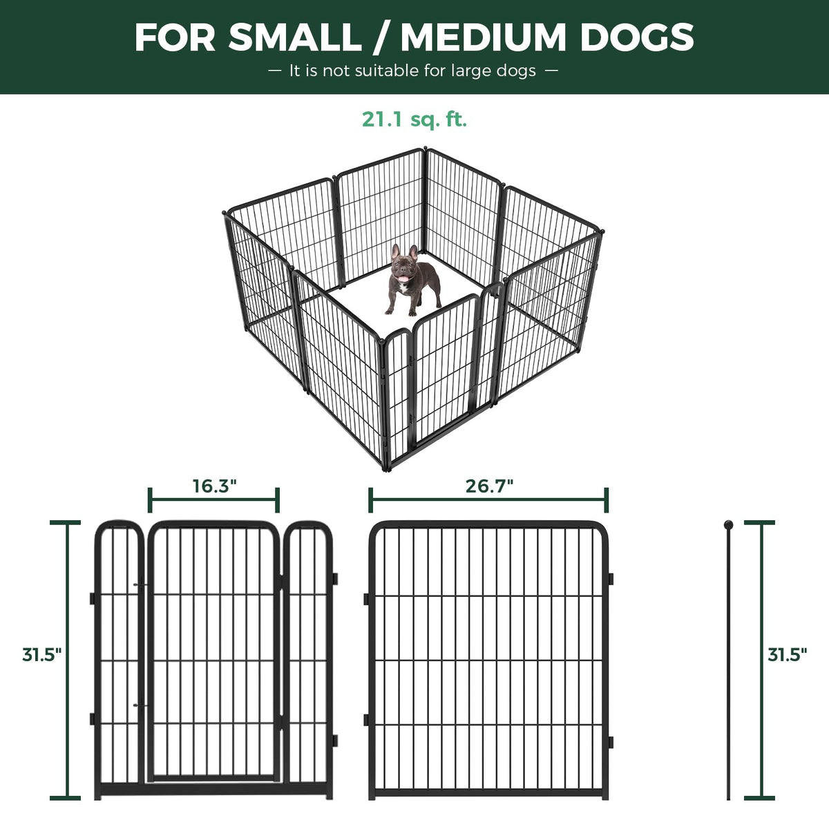 Homeplus Indoor Dog Playpen with Fence (Black / 32"H)