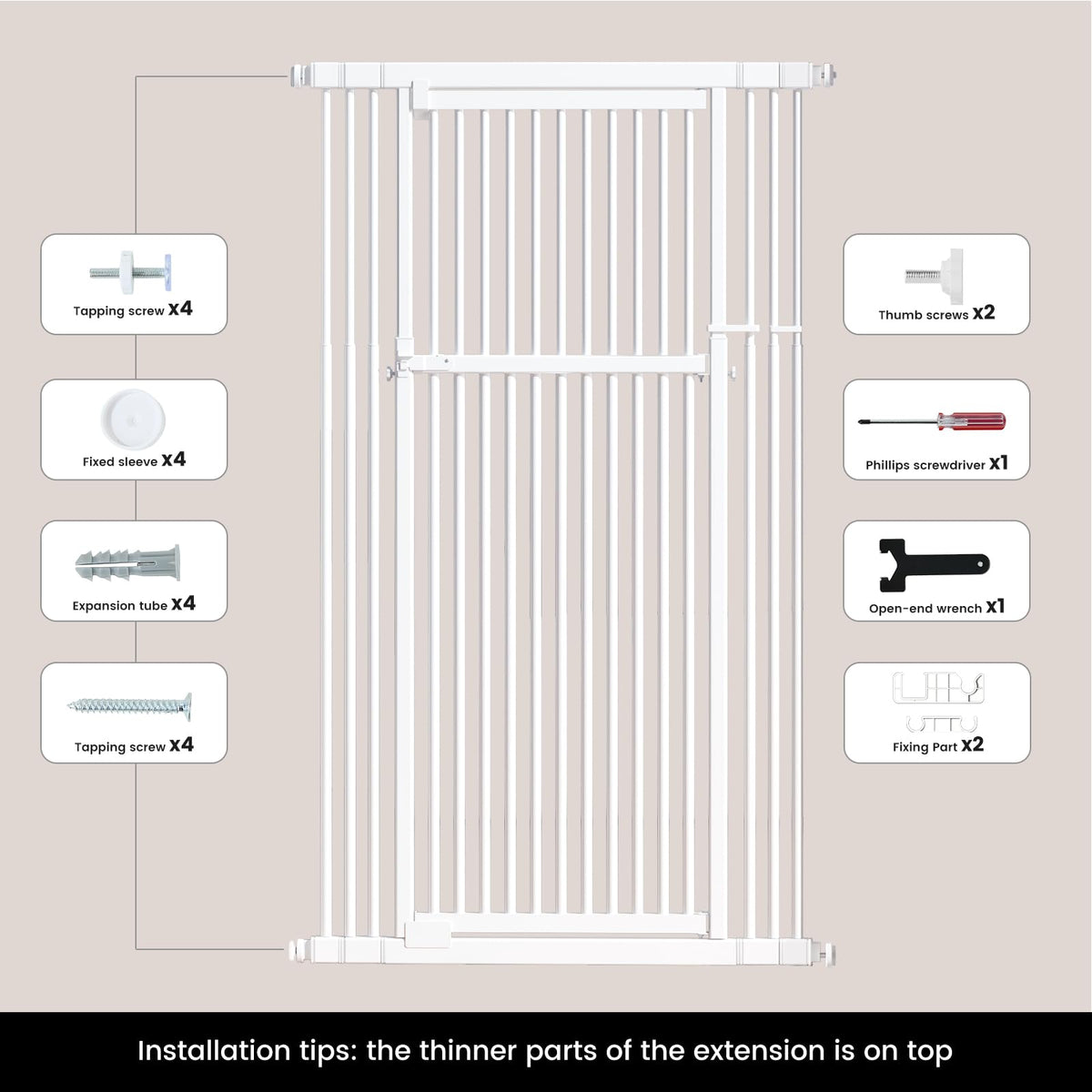 Extra Tall Cat Gate 51" (White / 51-87"/130-220cm)