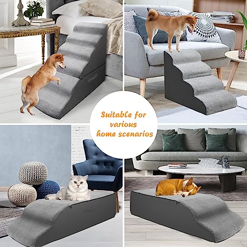30 inch Dog Stairs&Steps for Small Dogs Up to 30 (Grey)