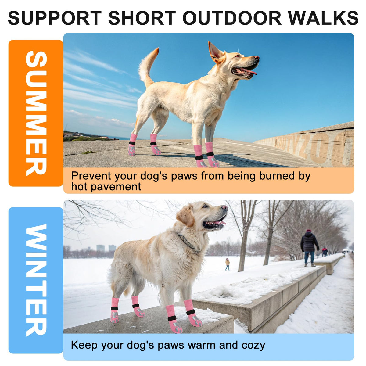 Dog Socks to Prevent Licking Paws Double Sided Grip Traction (Pink(Paw) / S(1.8"-2.0" W | Pack of 4))