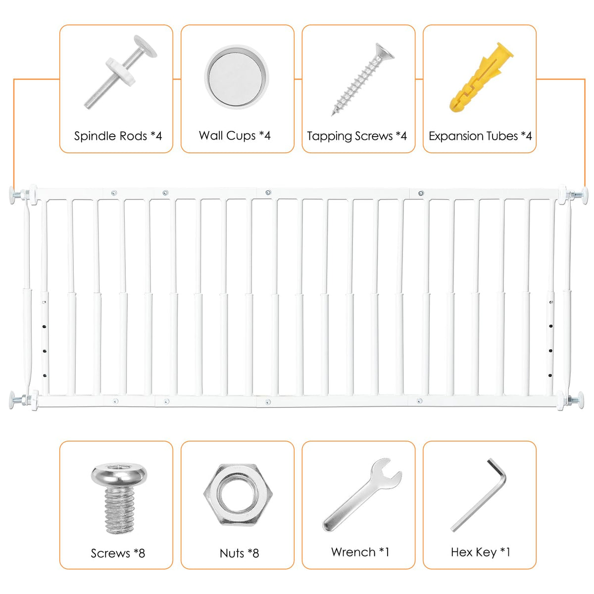 10'' 15.8'' Height Adjustable Dog Gate (White / 10''-15.8''H × 18''-46''W)