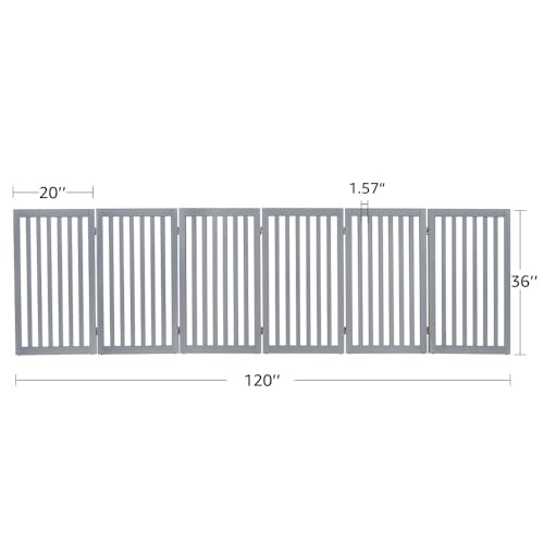 120" Extra Wide Pet Gate and Pet Playpen Combination for Dog Cat (Gray / 120"W×36"H)