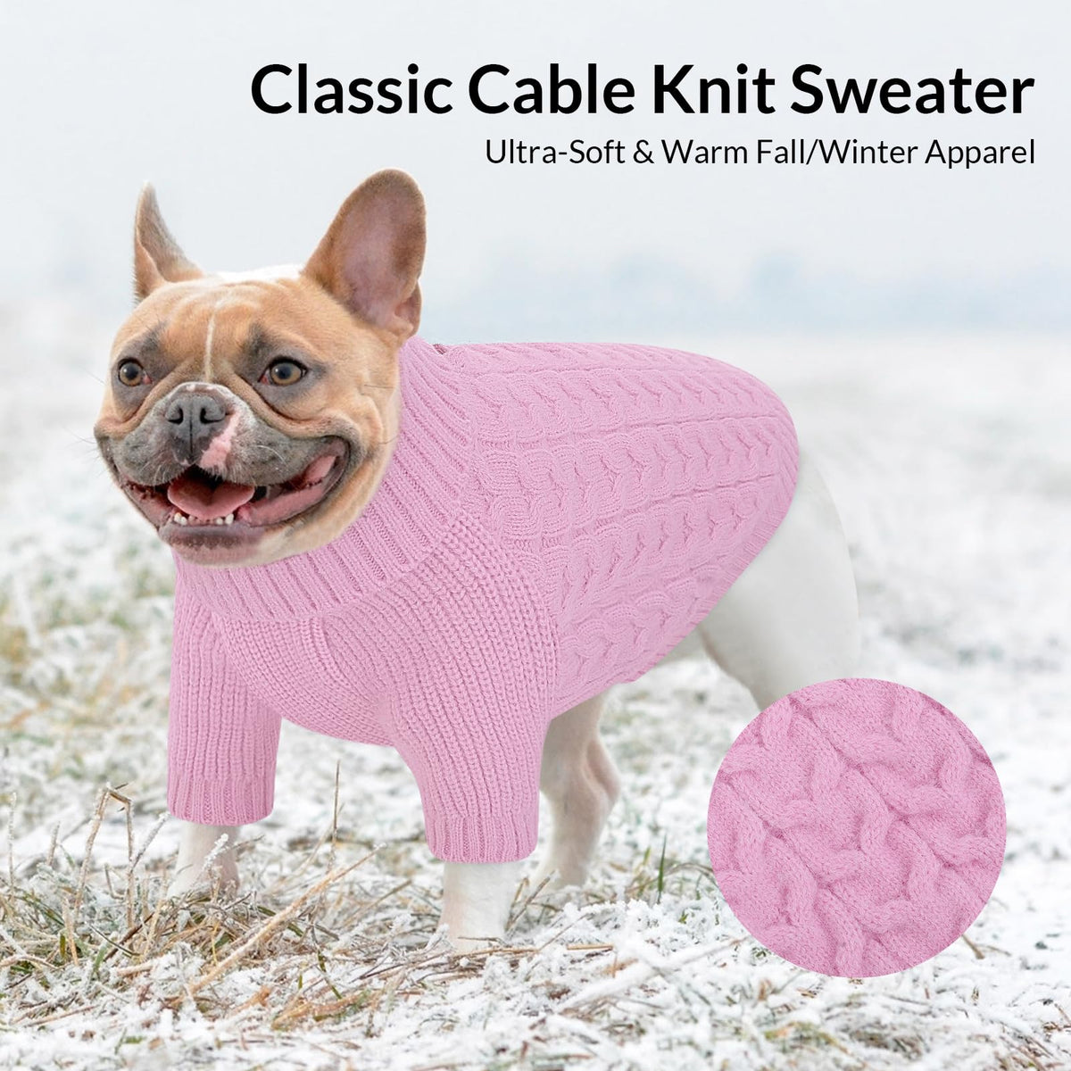 Small Dog Christmas Sweater Warm Soft Cable Knit Dog Sweater (Small / Lilac)