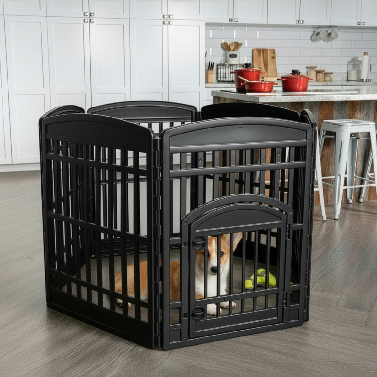 6 Panel Dog Playpen (6 Panel - 34" H / Black)