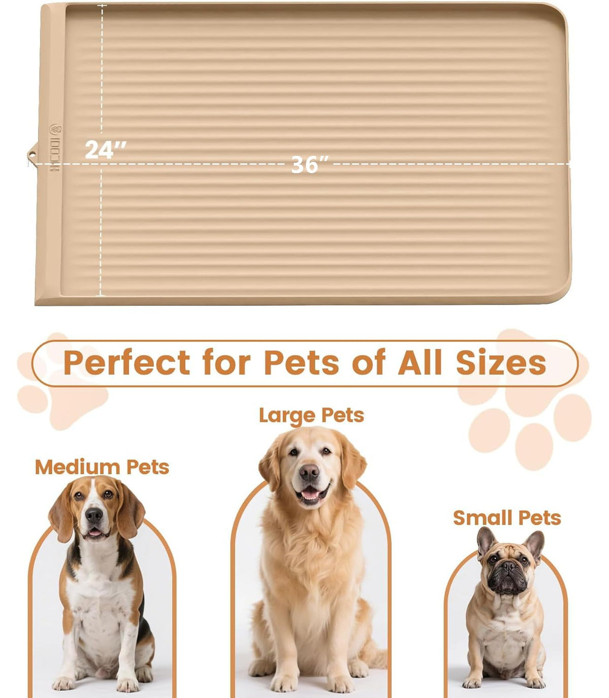 Dog Food Mat 36"x24" (Khaki)