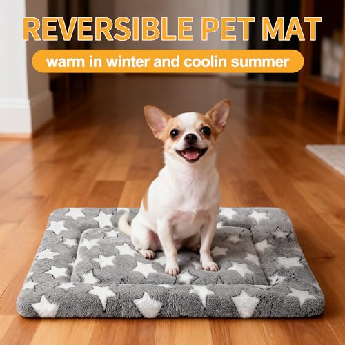 Dog Bed Mat 4Pcs Reversible Crate Pads for Small Dogs & Cats Sleeping (S(24"*18"*1.5") / Grey-4pcs)
