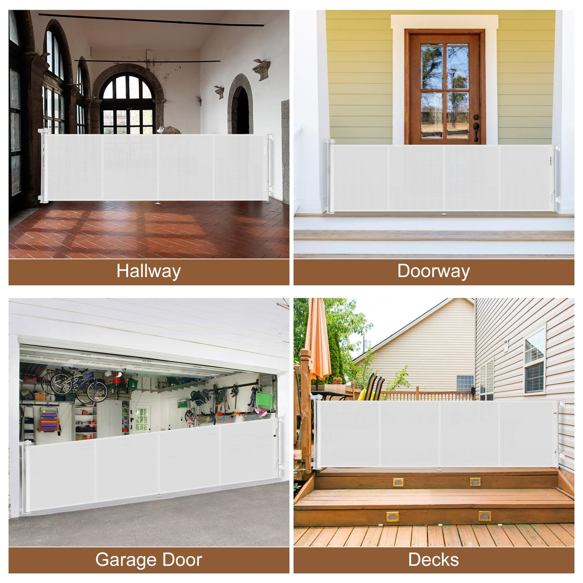 200 inch Reinforced Retractable Baby Gates 42 inch Tall (White / 42" Tall x 200" Wide)