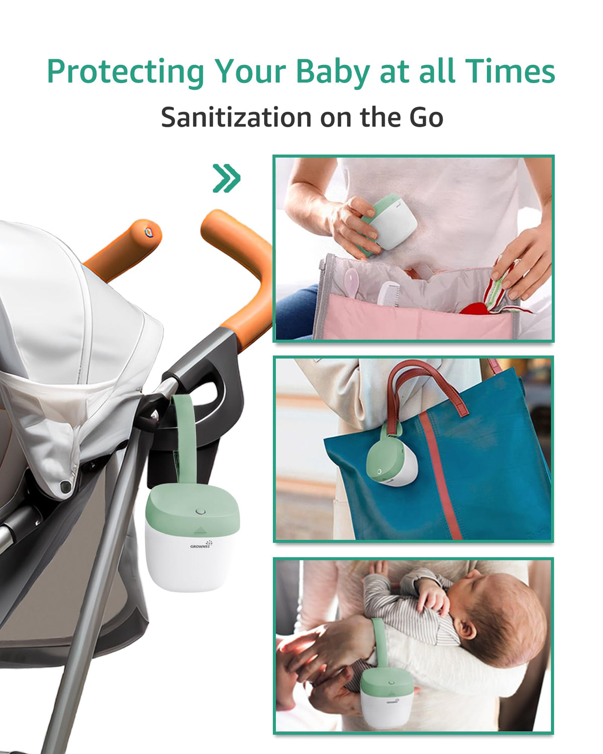 Pacifier Sanitizer Portable Holder Case (Green)