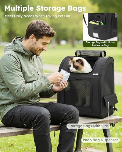 Dog Backpack Expandable (Black / 15.4"L x 11"W x 19.0"H)