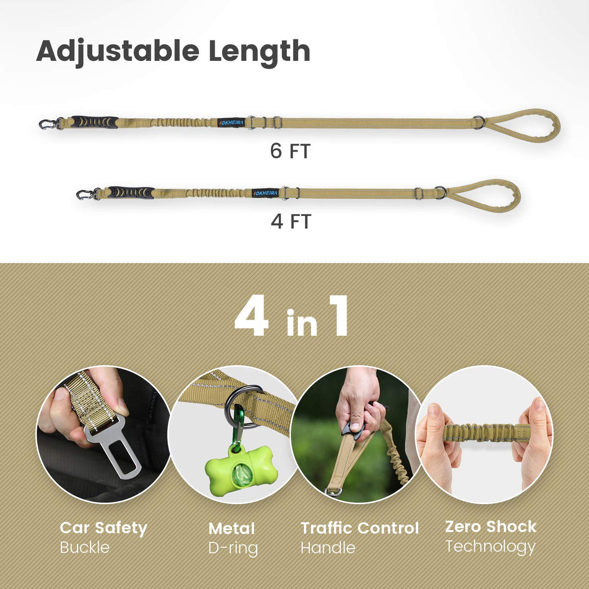 Multifunctional Dog Leash (Brown)