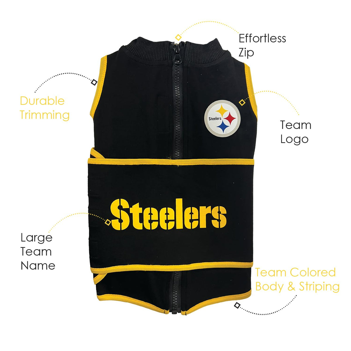NFL Pittsburgh Steelers Dog Anxiety Shirt Calming Soothing Solution Vest for Dogs (Pittsburgh Steelers / Large)