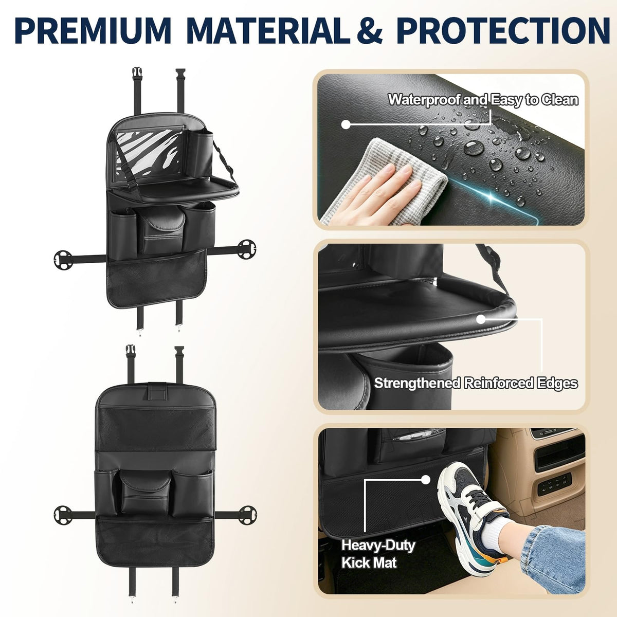 Backseat Car Organizer with Foldable Tray Table (1 Pack)