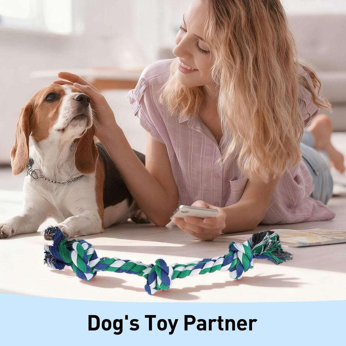 Dog Rope Toy 2 (Small / Blue & Green)