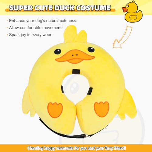 Inflatable Dog Cone Collar Alternative After Surgery (Duck Yellow / L (Neck:16-18in))